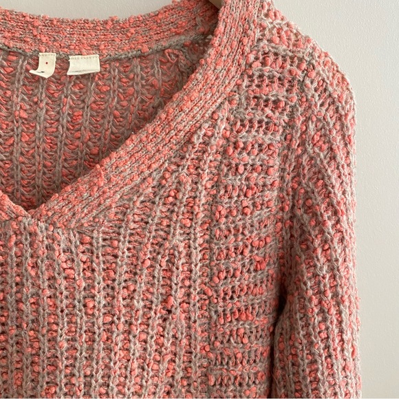 Anthropologie Moth Pullover Swing Sweater Coral V-Neck Side Zip Size M - Picture 6 of 14